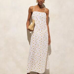 J. Crew White and Yellow Floral Maxi Dress